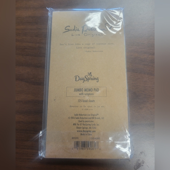 NWT Sadie Robertson Live Original Jumbo Memo pad w/scripture 125 lined sheets - Picture 2 of 3